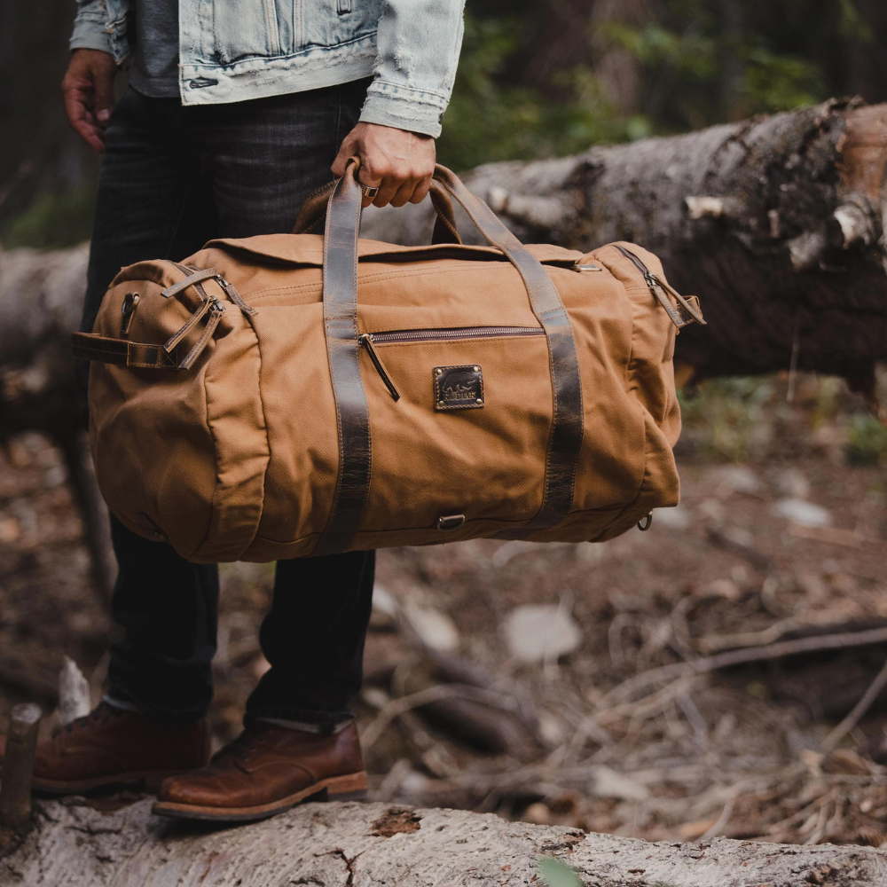 Men's waxed canvas weekend bag online