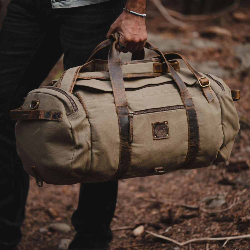 Waxed Canvas and Leather Duffle Bag - USA Crafted