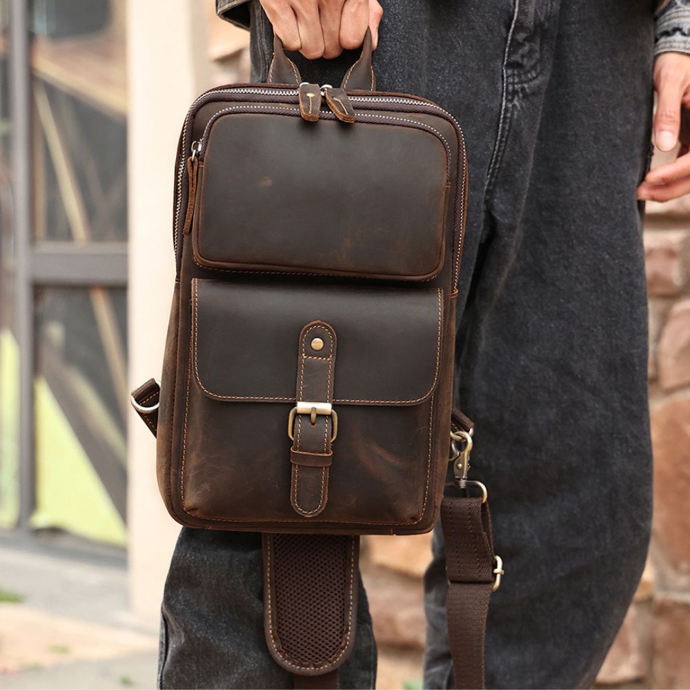 The Obrysus | Classic Leather Sling Bag for Men