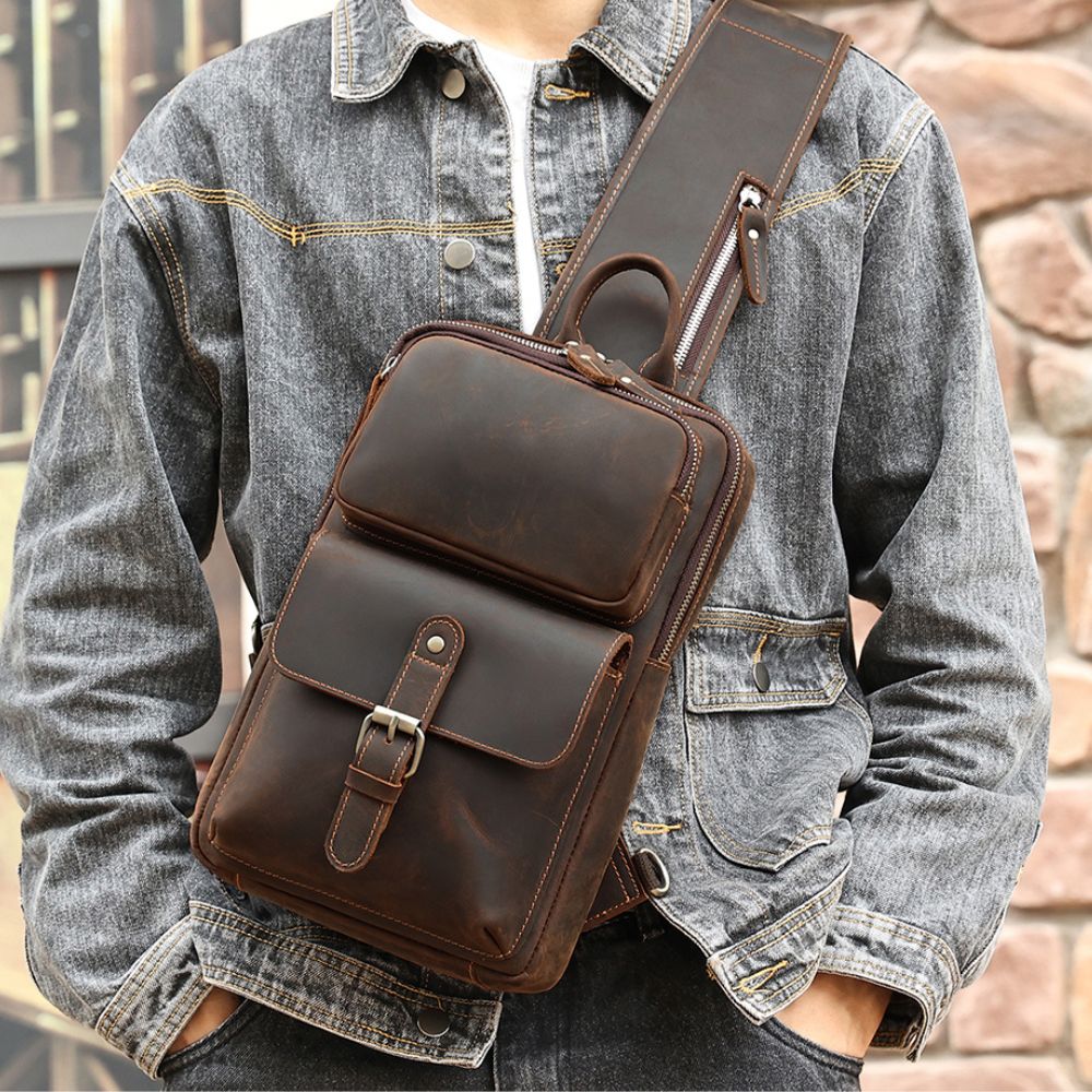 The Obrysus | Classic Leather Sling Bag for Men