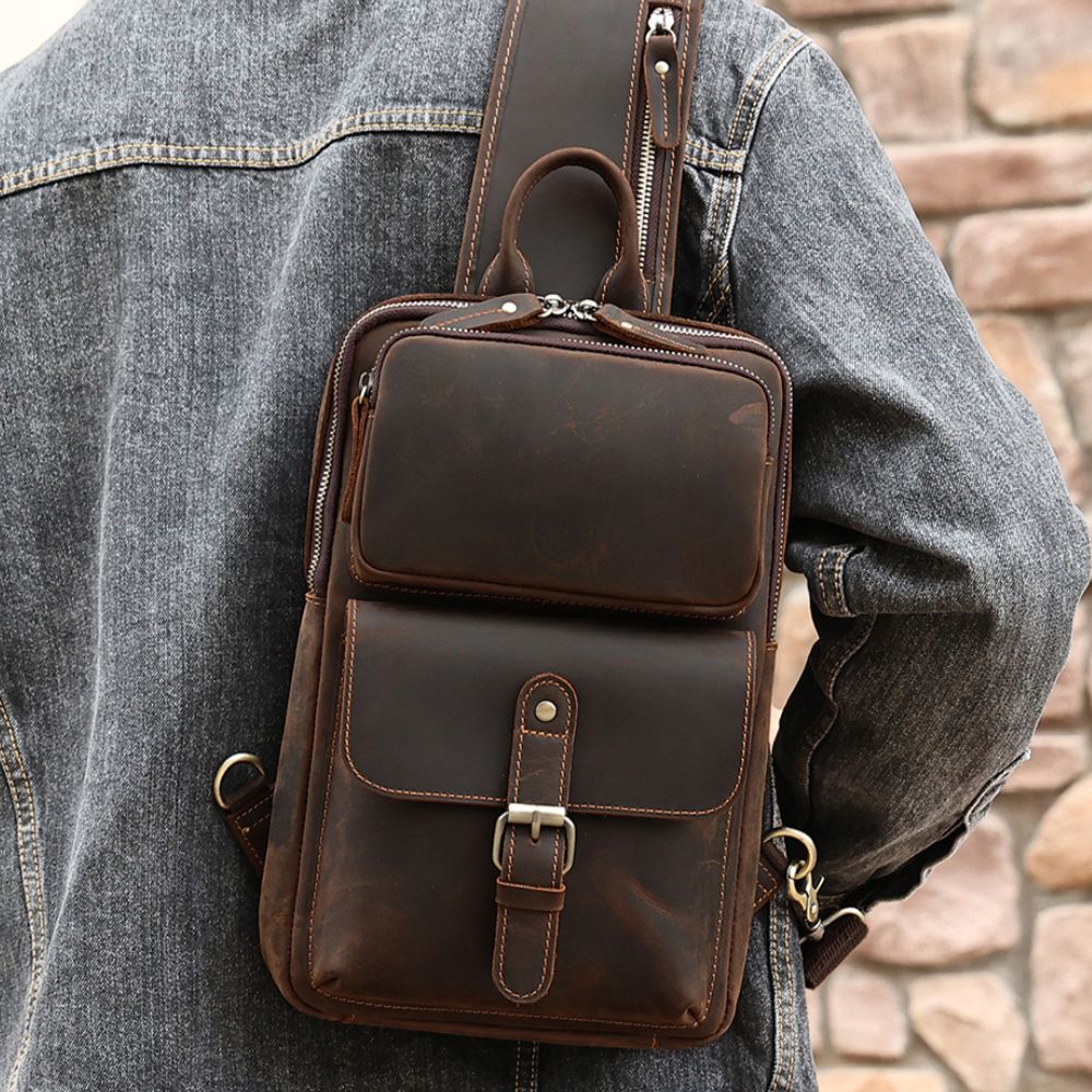 The Obrysus | Classic Leather Sling Bag for Men