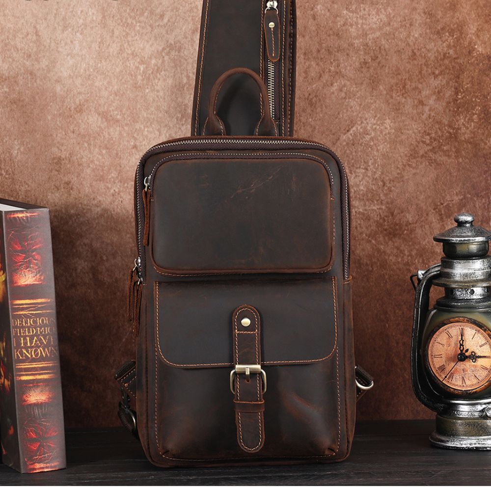 The Obrysus | Classic Leather Sling Bag for Men