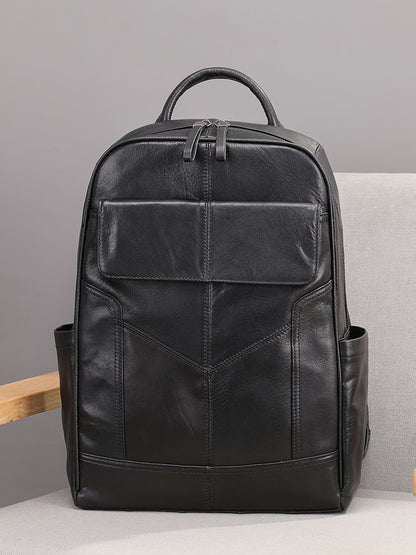 The Percussio | Black Leather Backpack for Men