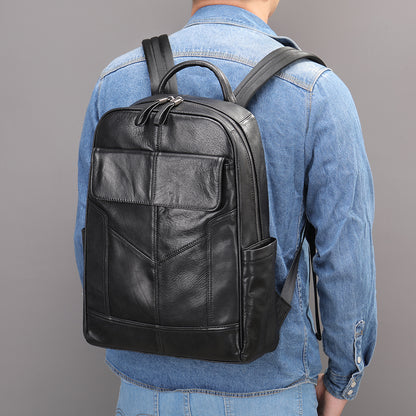 The Percussio | Black Leather Backpack for Men