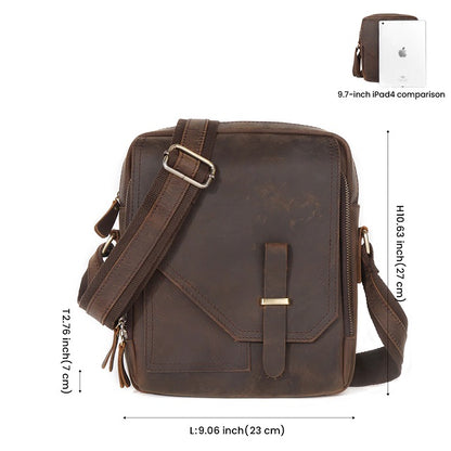 The Purse | Leather Purse for Men Sling Crossbody Messenger Bag Dark Brown Dimensions