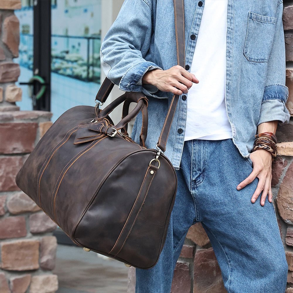 The Sable | Leather Duffle Travel Bag for Men