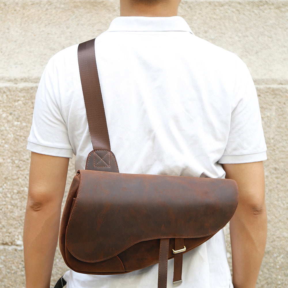 The Saddle Pack Leather Sling Bag for Men The Real Leather Company