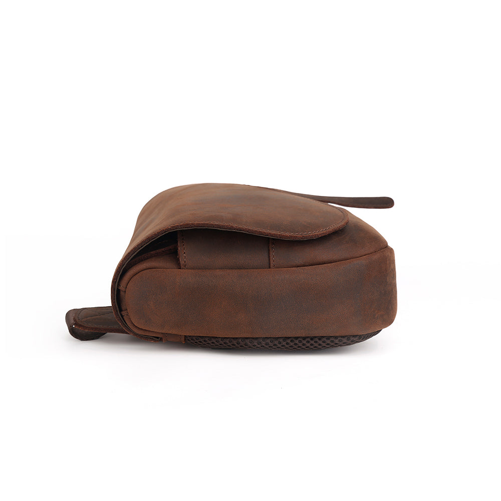 Mens leather shoulder saddle bag hot sale