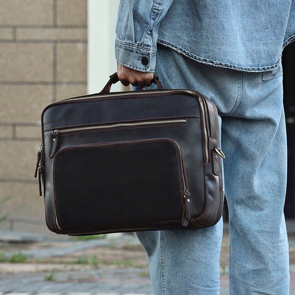 The Sepia | Men's Classic Leather Briefcase