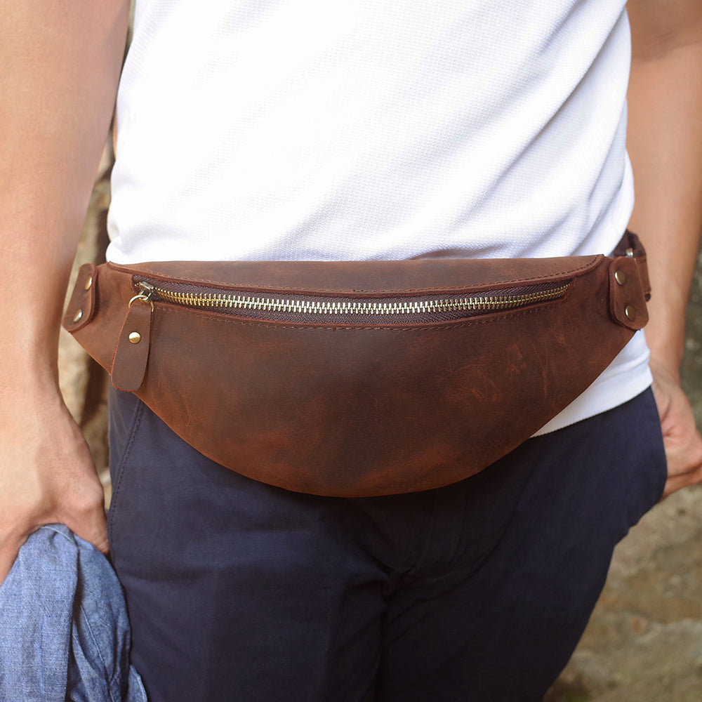 The Side Pod  Classic Men's Leather Fanny Pack