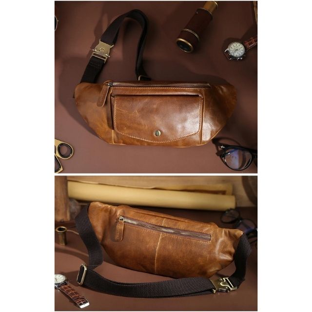 The Sling | Men's Leather Crossbody Purse Bag Satchel Dark Brown