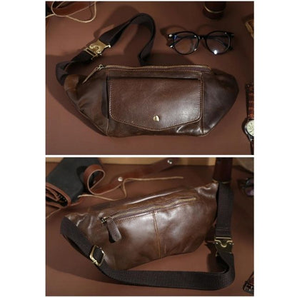 The Sling | Men's Leather Crossbody Purse Bag Satchel Dark Brown