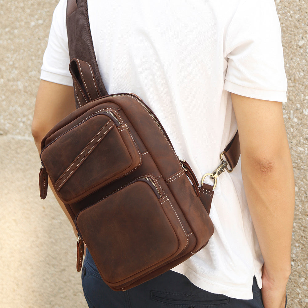 The Tramonto | Vintage Leather Sling Bag for Men