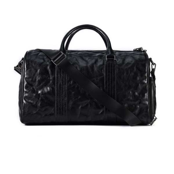The Umbria | Black Leather Duffle Bag for Men 