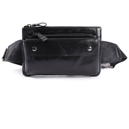Black Leather Fanny Pack for Women
