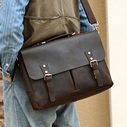The Vespera | Classic Leather Messenger Bag for Men
