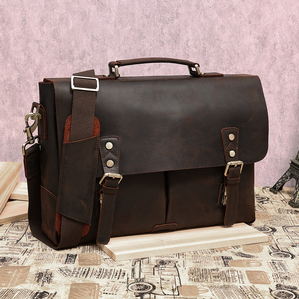 The Vespera | Classic Leather Messenger Bag for Men