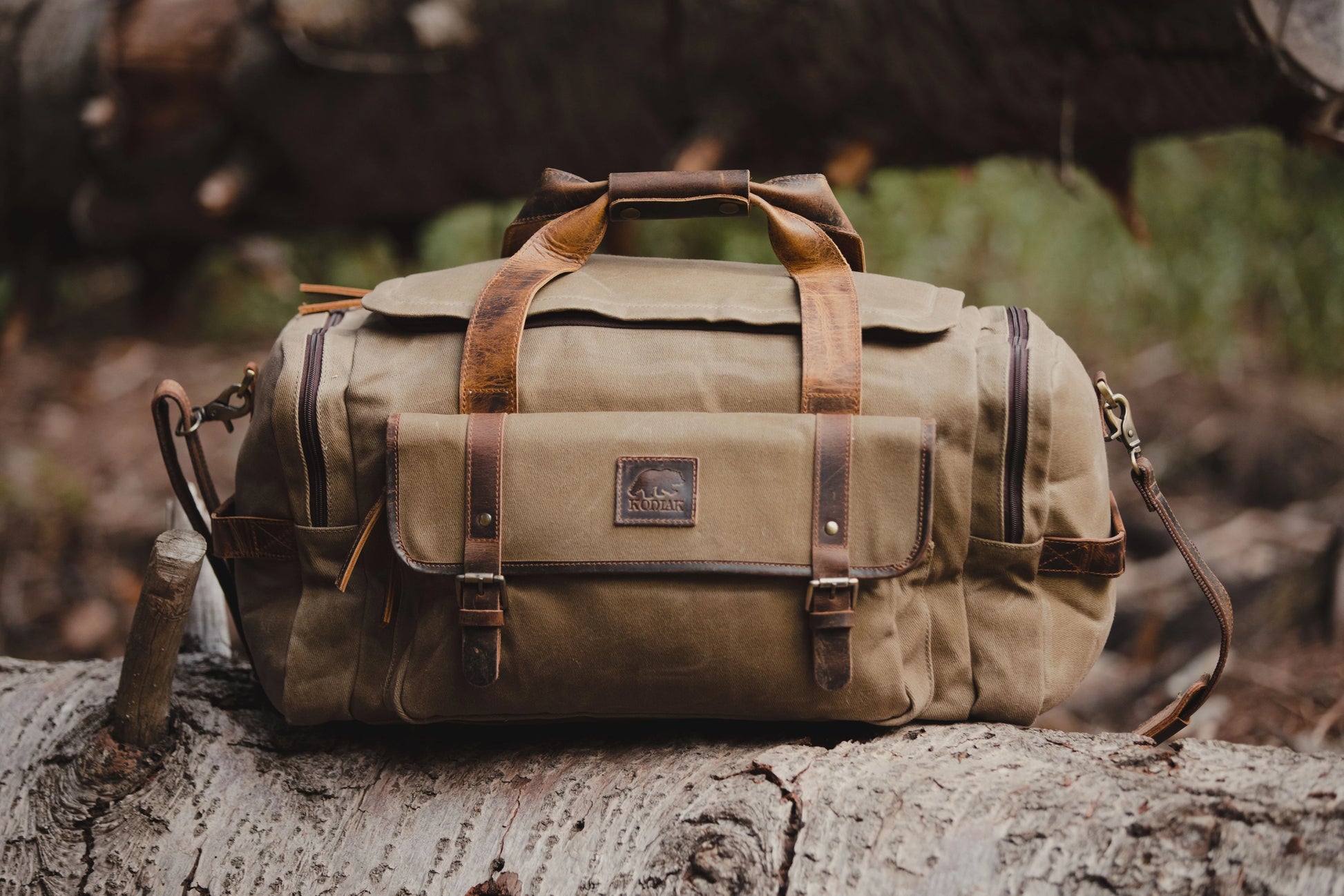 Canvas leather duffle deals bag