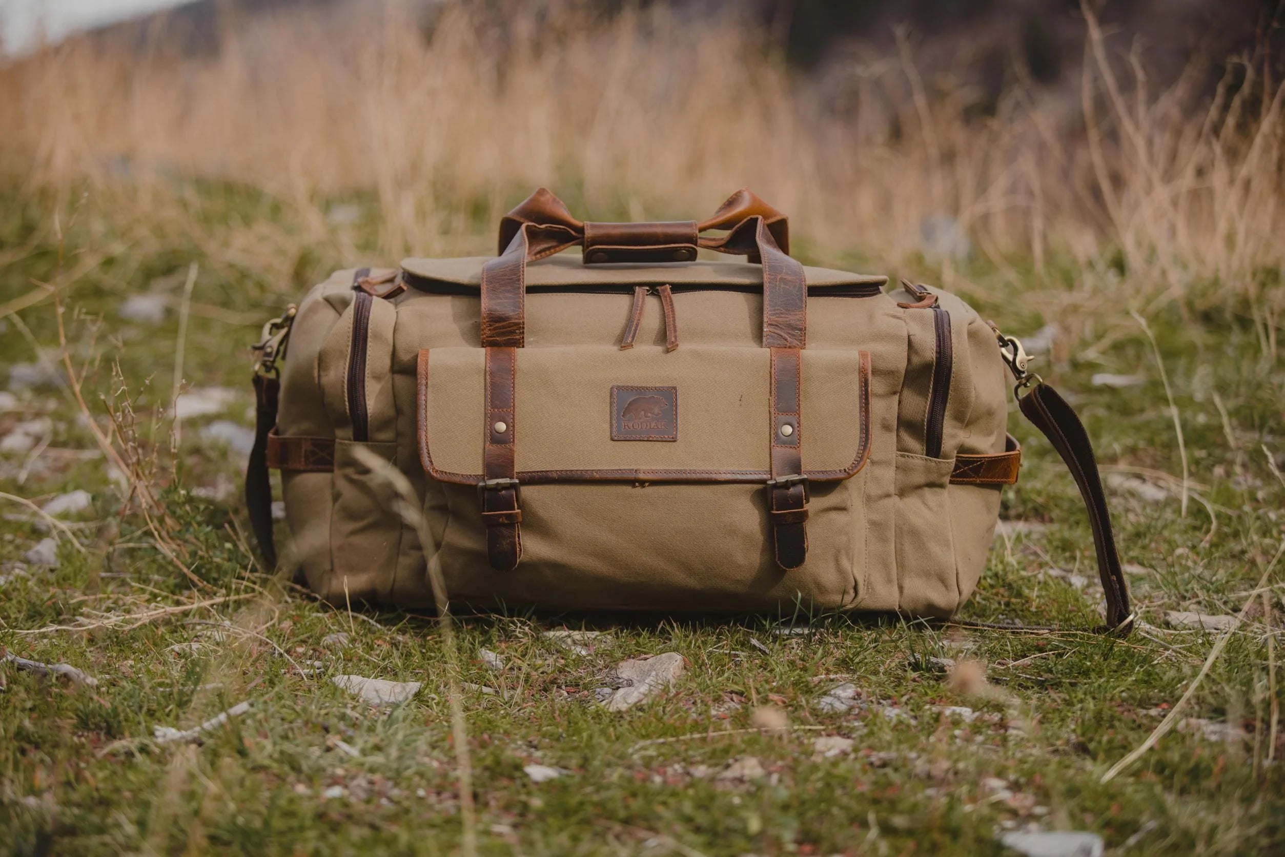Waxed Canvas and Leather Duffle Bag Weekend Bag The Real Leather Co