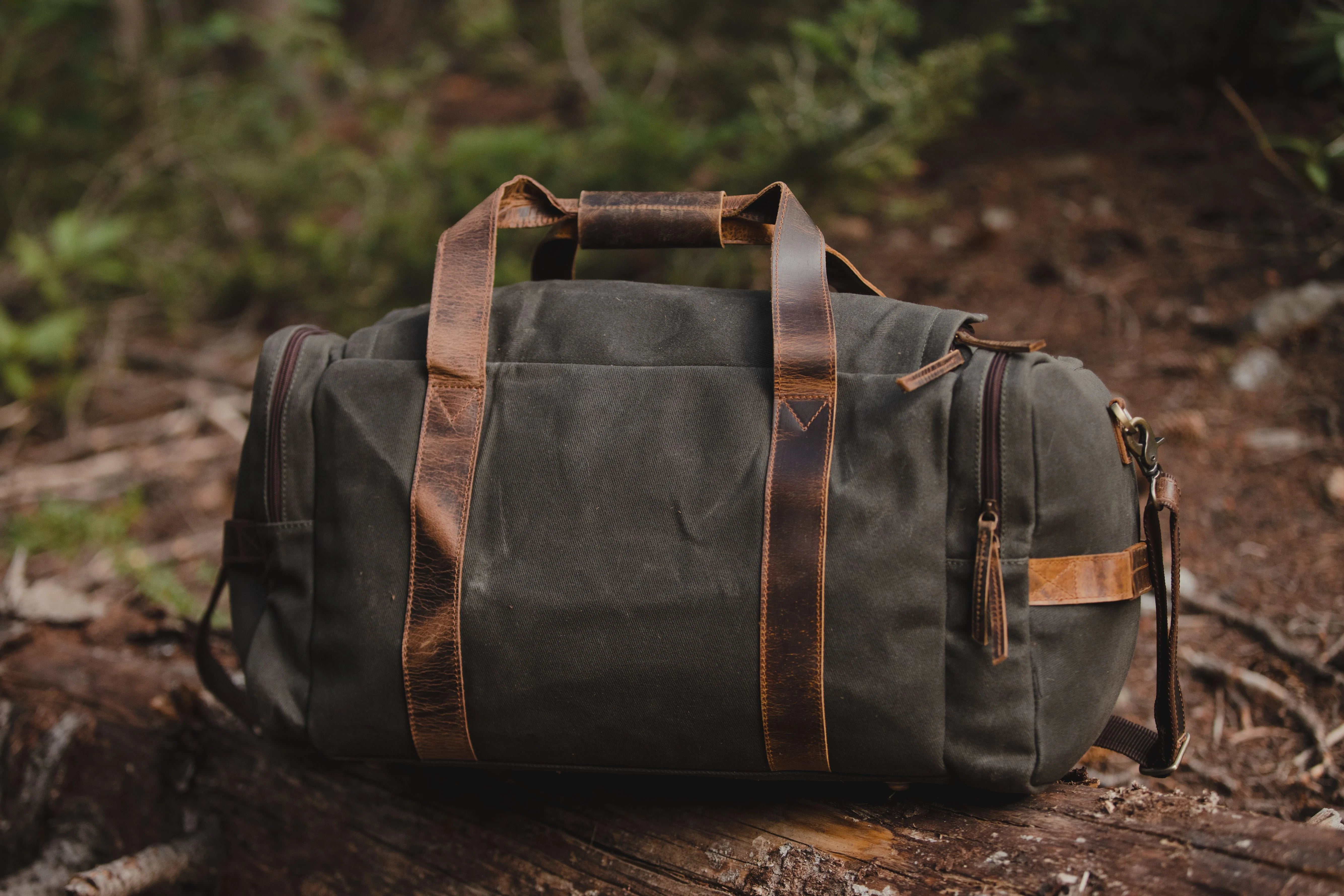 The Wasatch | Waxed Canvas & Full-Grain Leather Duffel Bag for Men