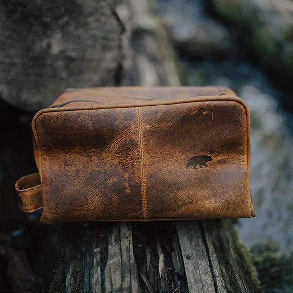 Buffalo Leather Dopp Kit - Men's Toiletry Bag