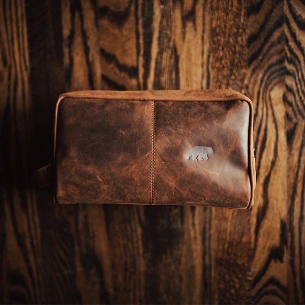 Buffalo Leather Dopp Kit - Men's Toiletry Bag