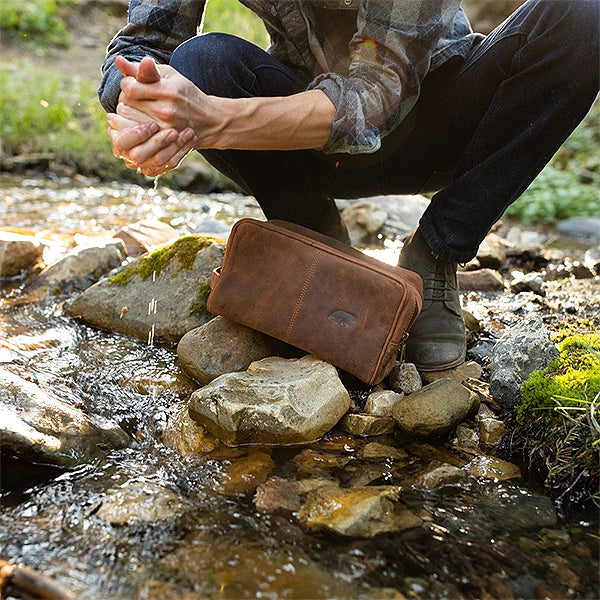 Buffalo Leather Dopp Kit - Men's Toiletry Bag