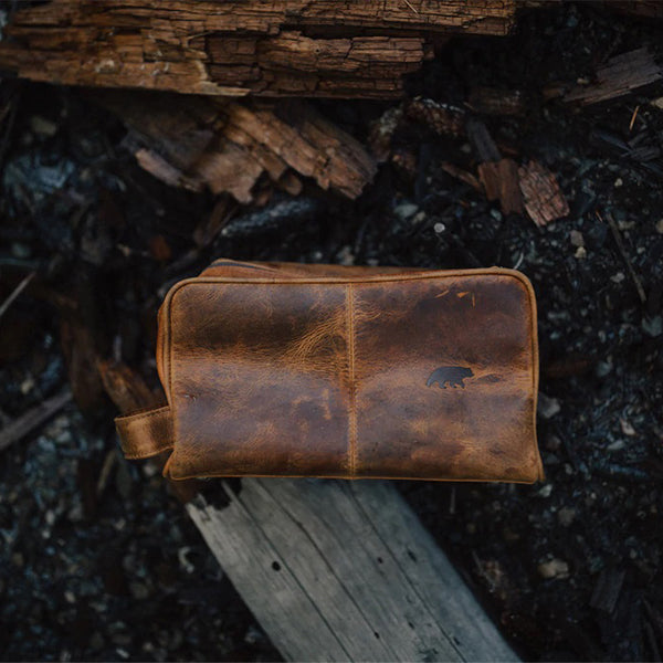 Buffalo Leather Dopp Kit - Men's Toiletry Bag