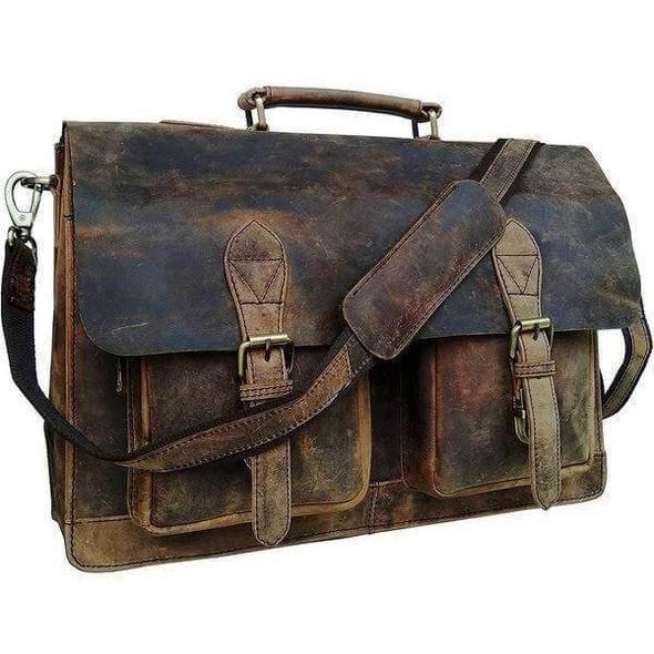 Vintage distressed leather messenger on sale bag