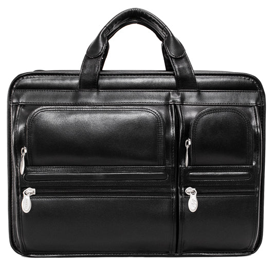 Black Leather Bag with Silver Hardware - Vintage