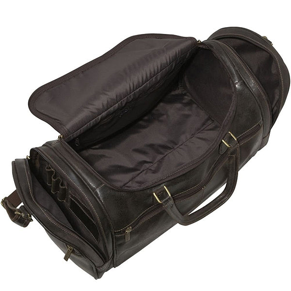 Distressed Leather Duffel Bag for Men Open