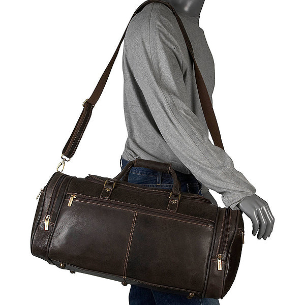 Distressed Leather Duffel Bag for Men Worn