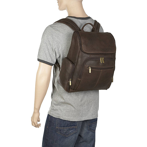 Men's Large Structured Brown Leather Backpack