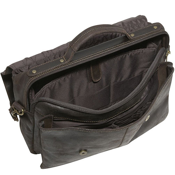 Distressed Leather Laptop Bag for Men Open 3