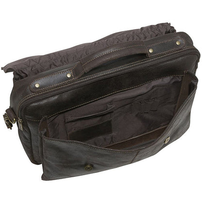 Distressed Leather Laptop Bag for Men Open