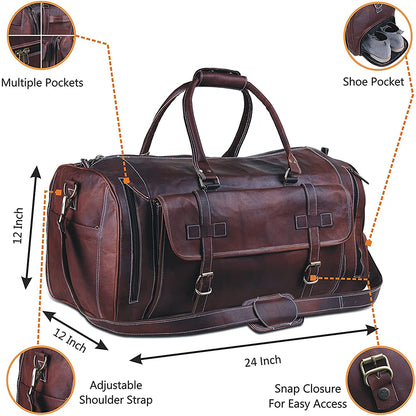 the borsone leather duffle bag