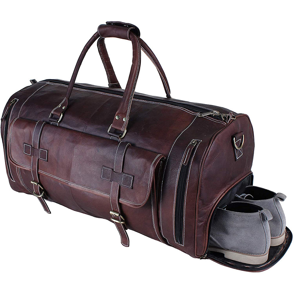 the borsone leather duffle bag