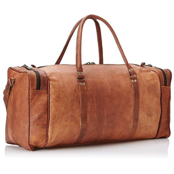 Tan leather duffle online bag