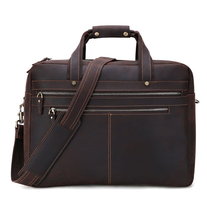 Cognac Leather Laptop Briefcase Men Office Bag Computer 