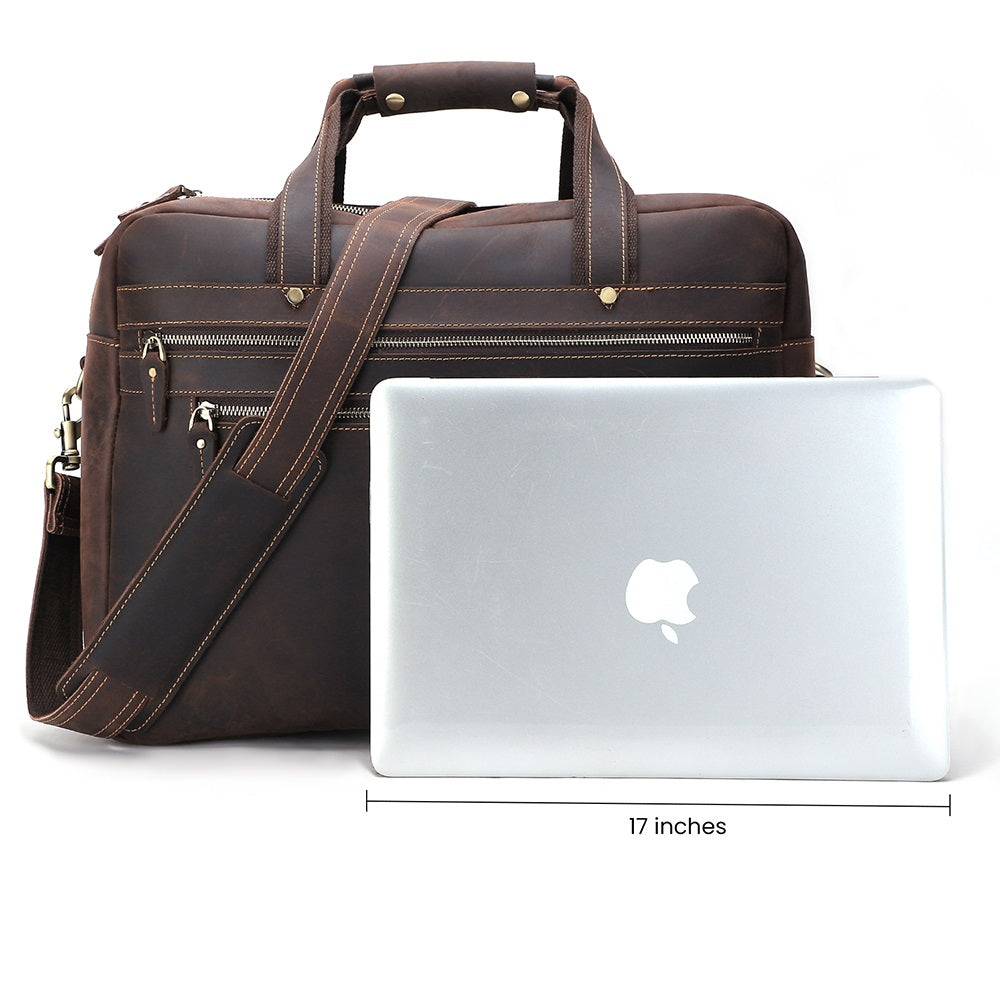 The Briefcase Men s Leather Work Bag for 17 Inch Laptops The Real Leather Company