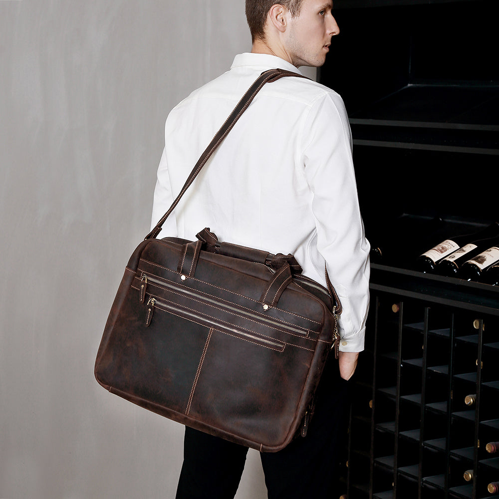 The Briefcase | Men's Leather Work Bag for 17 Inch Laptops