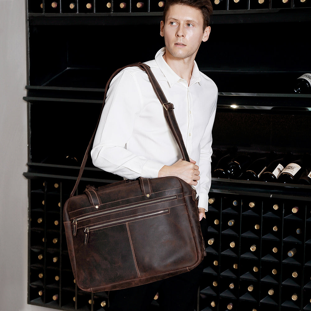 The Briefcase | Men's Leather Work Bag for 17 Inch Laptops