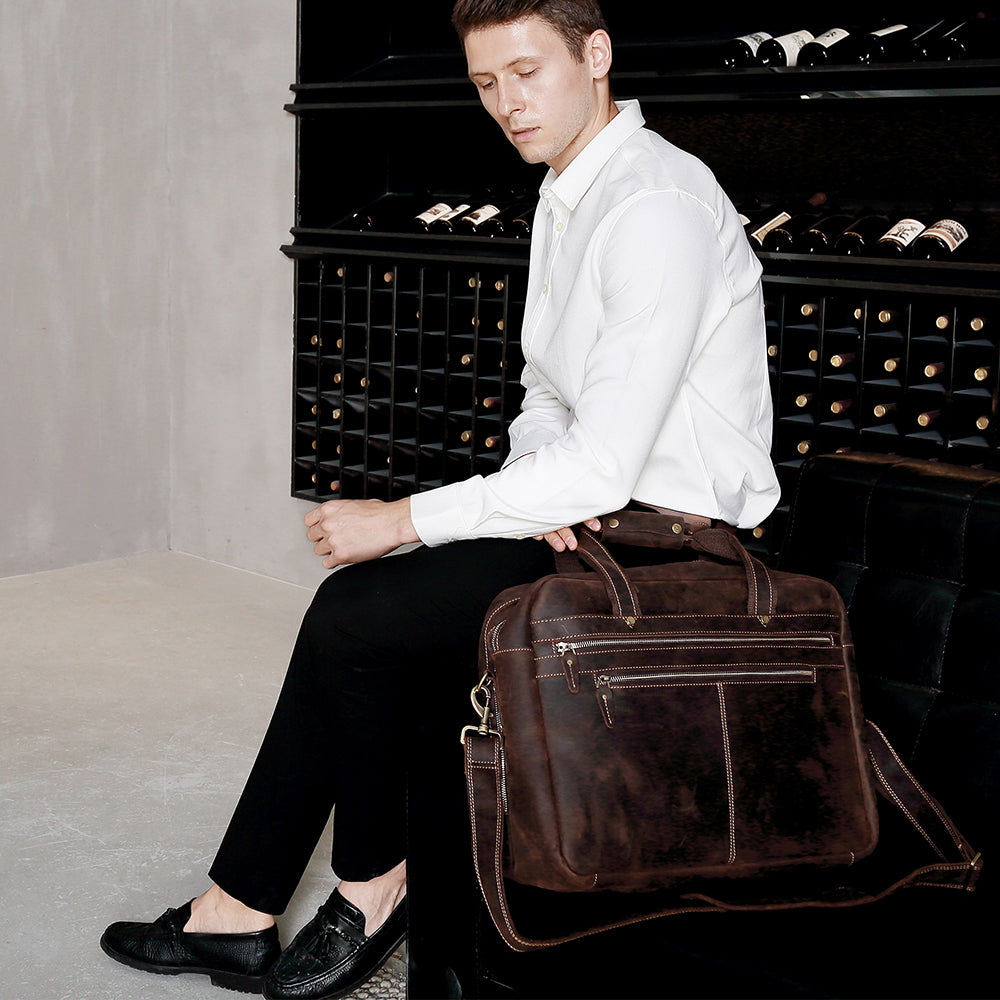 The Briefcase | Men's Leather Work Bag for 17 Inch Laptops