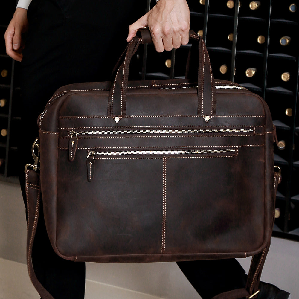 The Briefcase | Men's Leather Work Bag for 17 Inch Laptops