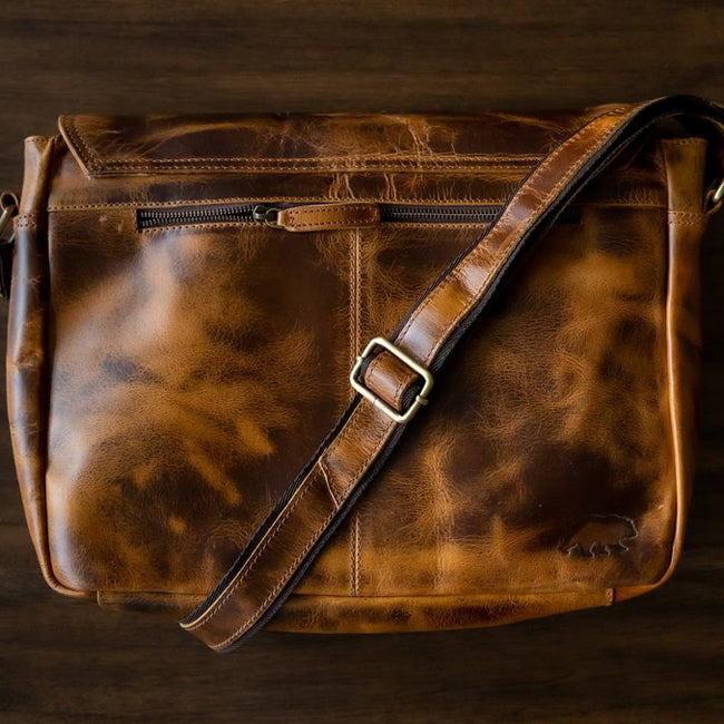 The Buffalo Leather Messenger Bag for Men and Women for 15 Inch Laptops