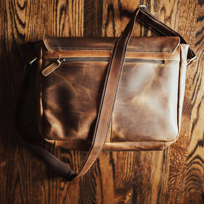Buffalo Leather Briefcase - Laptop Messenger