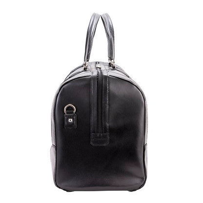 Men's Leather Carry On Luggage Duffel Bag Black End