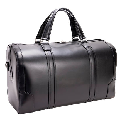 Men's Leather Carry On Luggage Duffel Bag Black