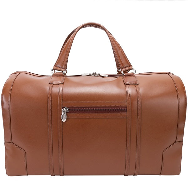 Men's Leather Carry On Luggage Duffel Bag Brown Back