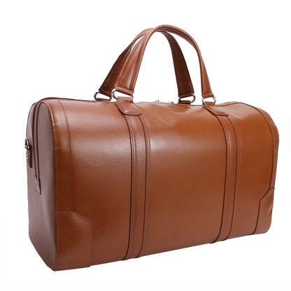 Men's Leather Carry On Luggage Duffel Bag Brown